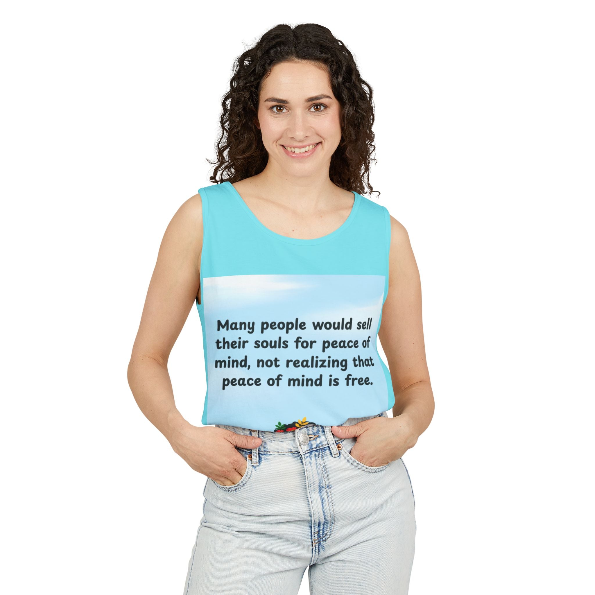 Peace of Mind Tank Top — Inspirational Floral Silhouette Quote Tank