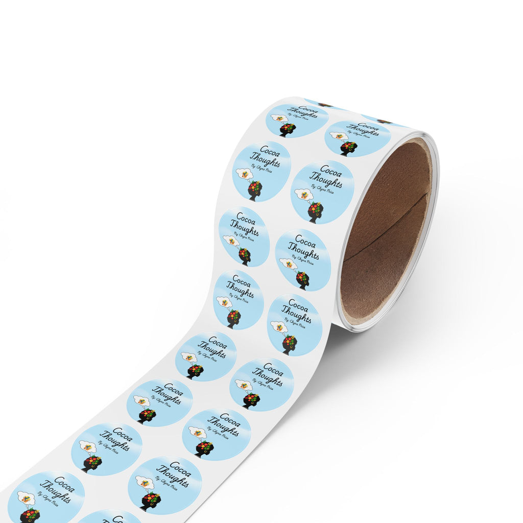 Cocoa Thoughts Round Logo Sticker Roll — Branded Product Label Seals