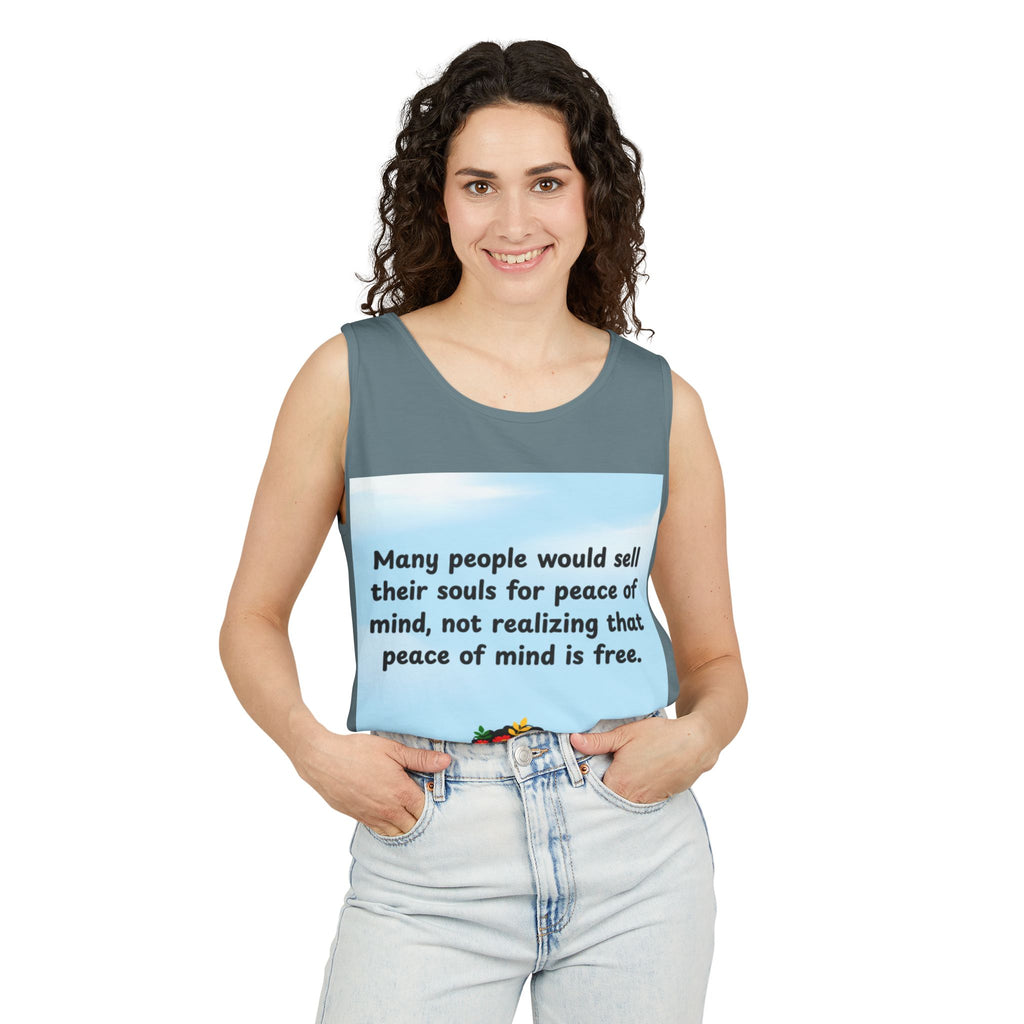 Peace of Mind Tank Top — Inspirational Floral Silhouette Quote Tank