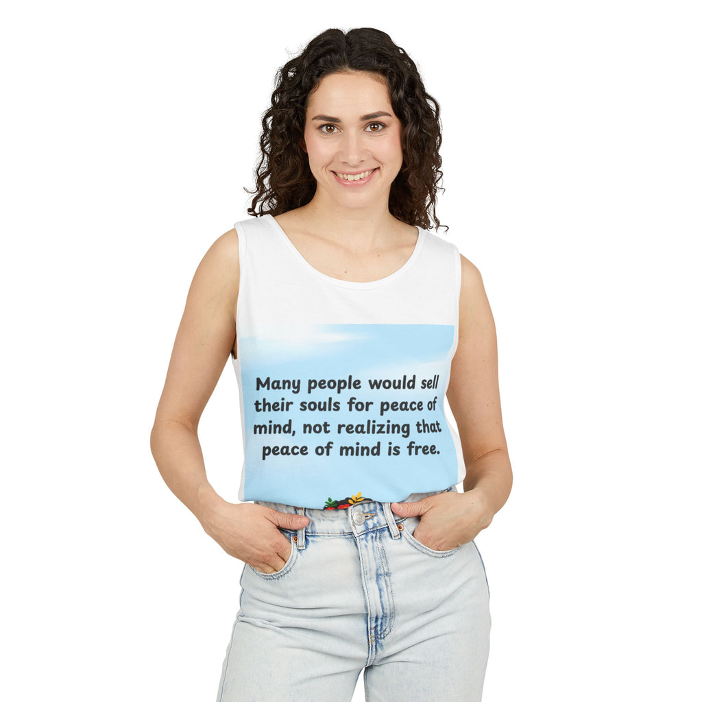 Peace of Mind Tank Top — Inspirational Floral Silhouette Quote Tank