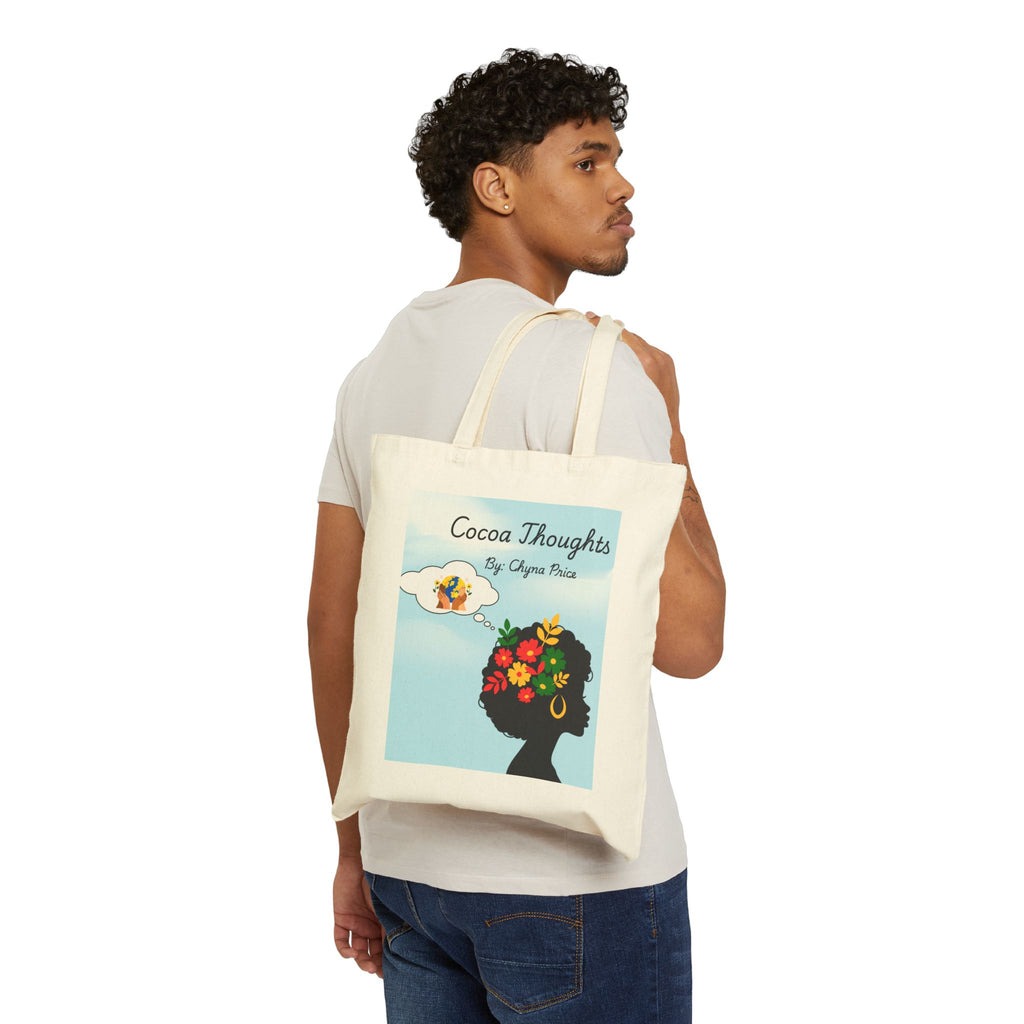 Canvas Tote — 'Cocoa Thoughts' Inspirational Quote Tote Bag