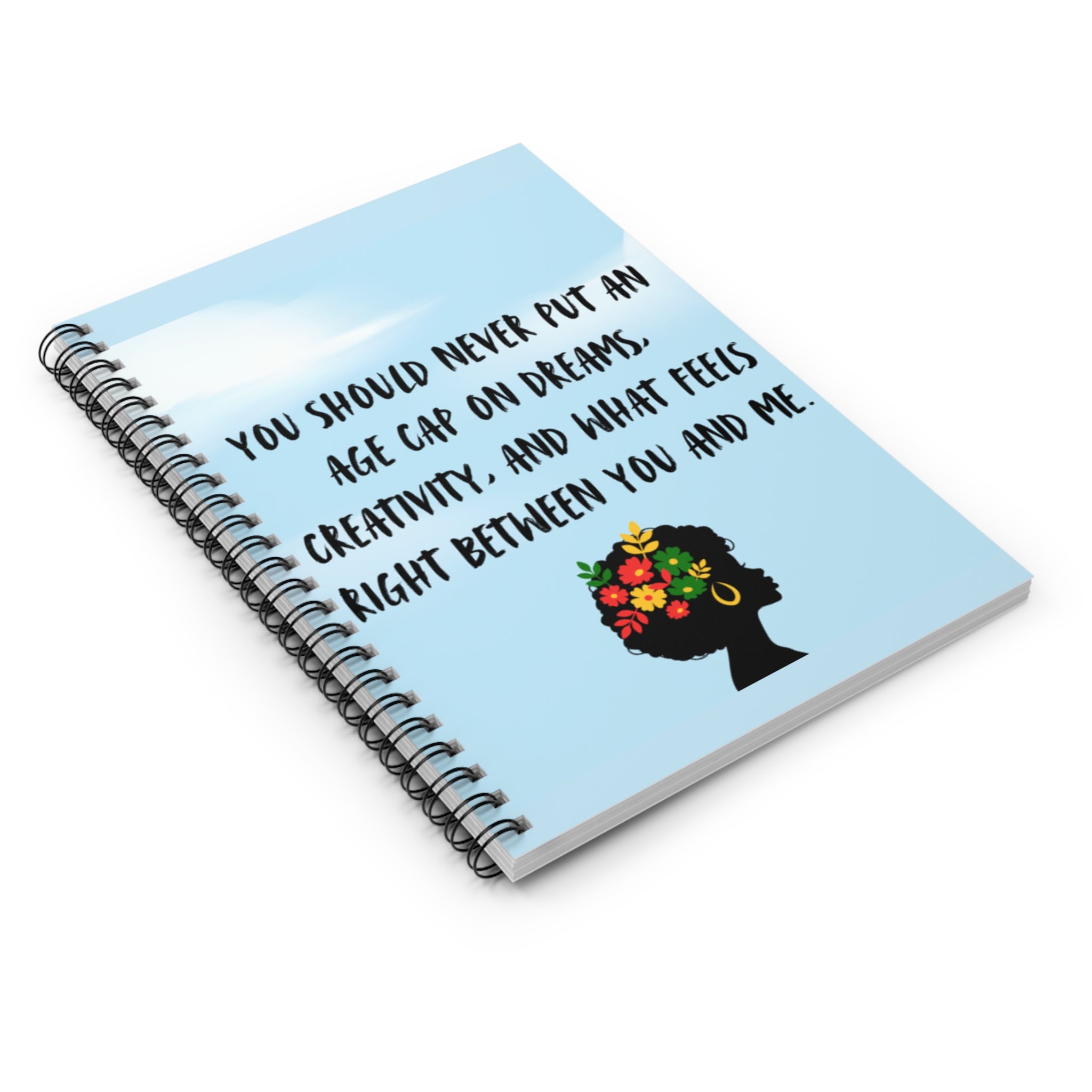 Cocoa Thoughts Spiral Notebook — Floral Afro Woman Ruled Journal