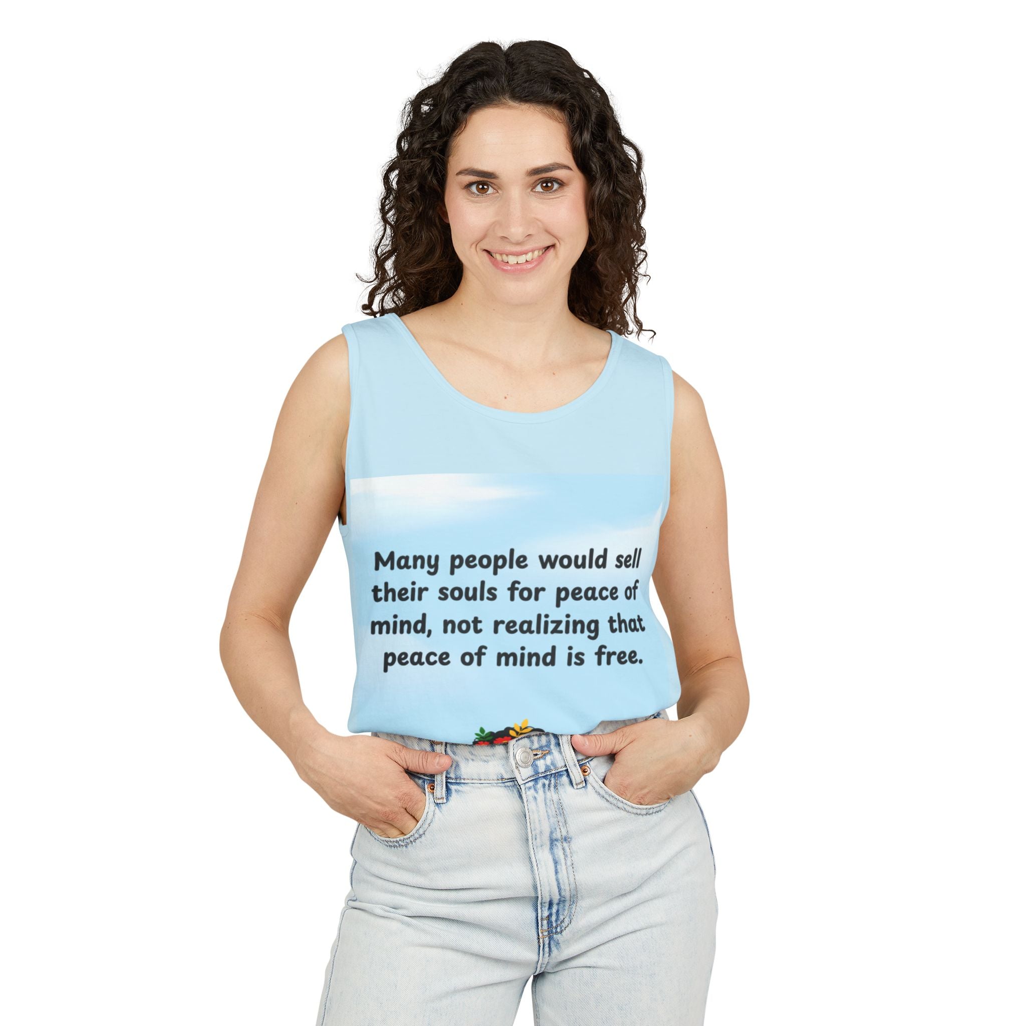 Peace of Mind Tank Top — Inspirational Floral Silhouette Quote Tank