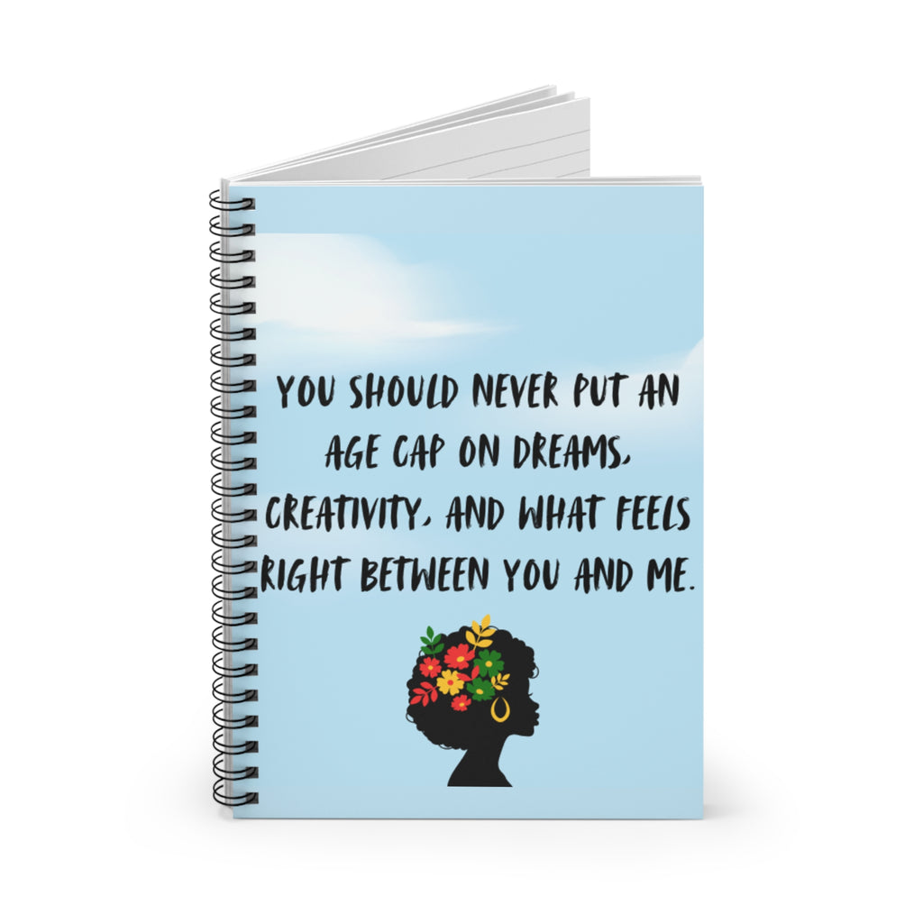 Cocoa Thoughts Spiral Notebook — Floral Afro Woman Ruled Journal